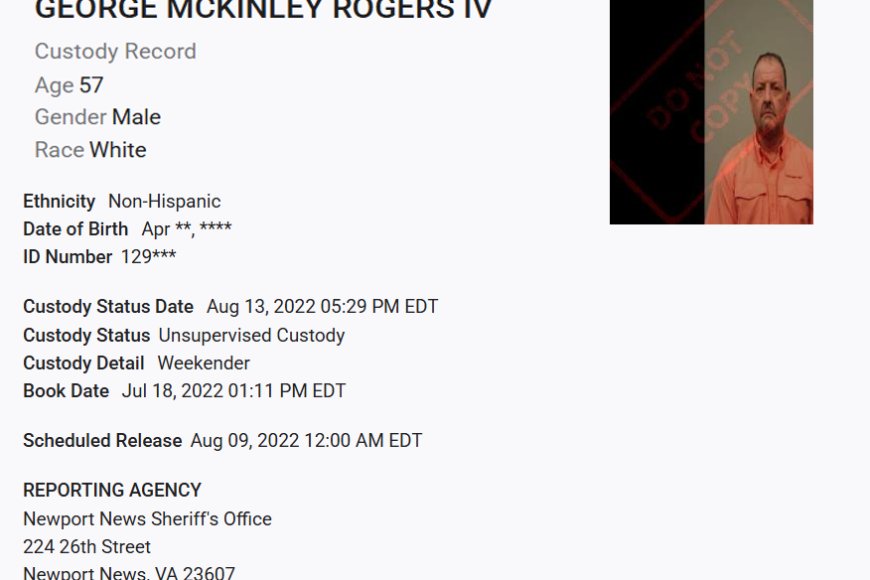 Lawyers Son once again arrested for DWI 3rd offence GEORGE MCKINLEY ROGERS IV