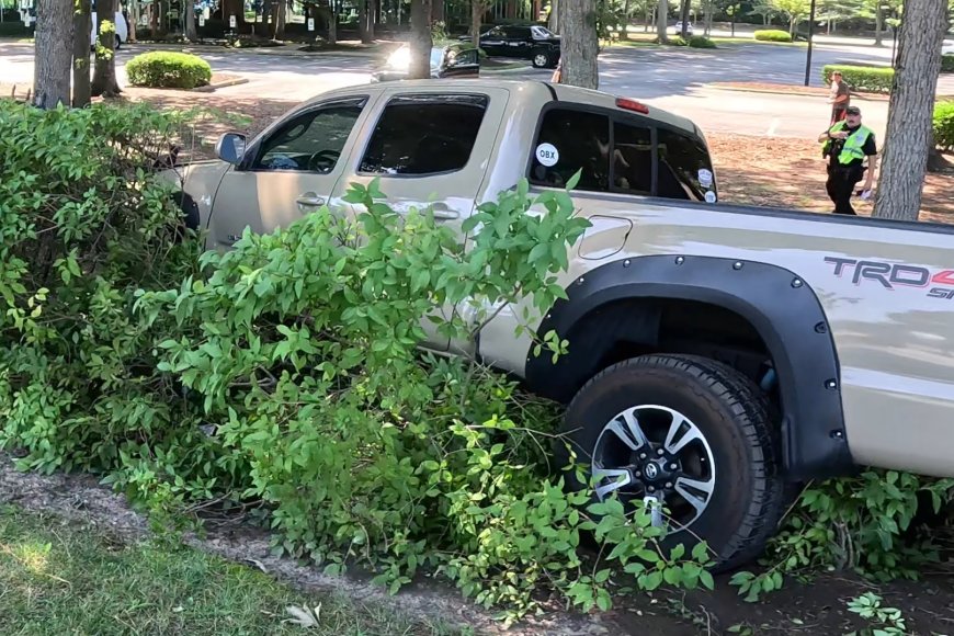 Toyota Tacoma CRASHES Through TOWNE BANKS Brick Fence